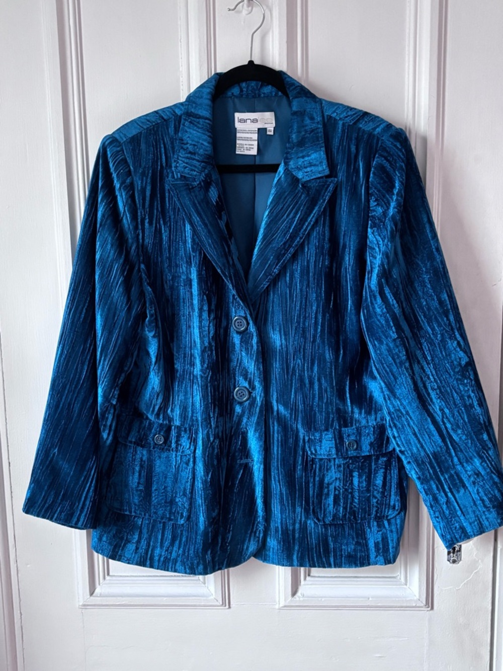 Lana Lee Woman Teal Crushed Velvet Button up Blazer Size 14W